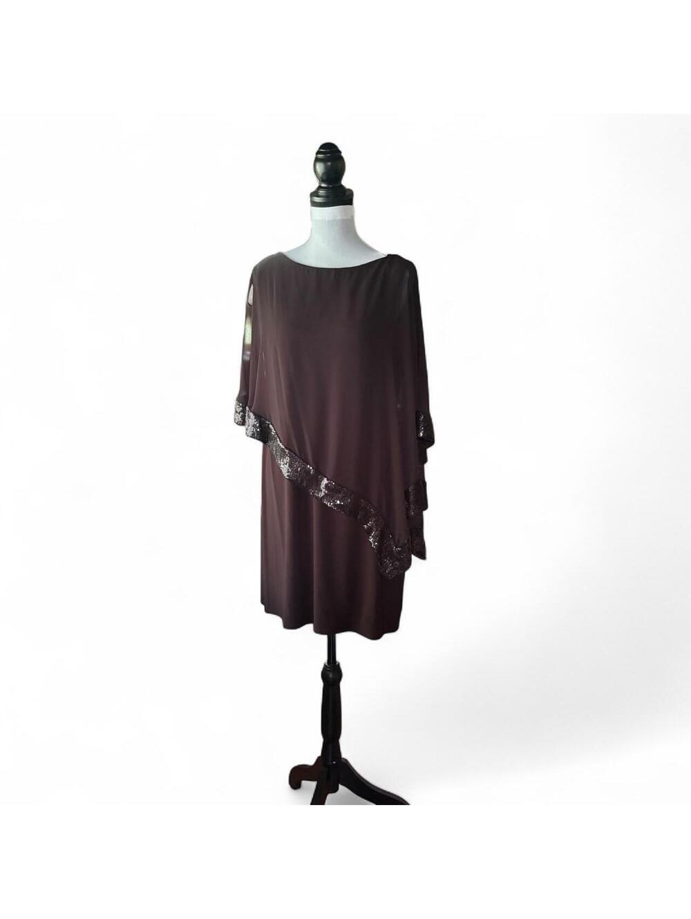 Cache Size 12 black Dress with Black Sequin Trim,
